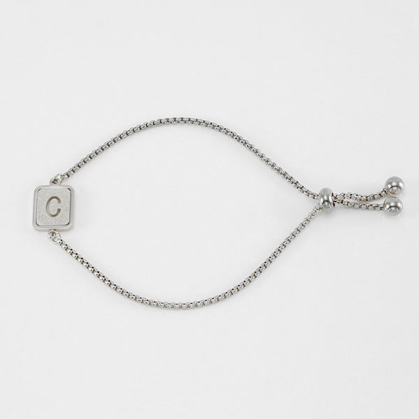 Initial Letter Square Charm Bracelet