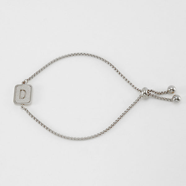 Initial Letter Square Charm Bracelet