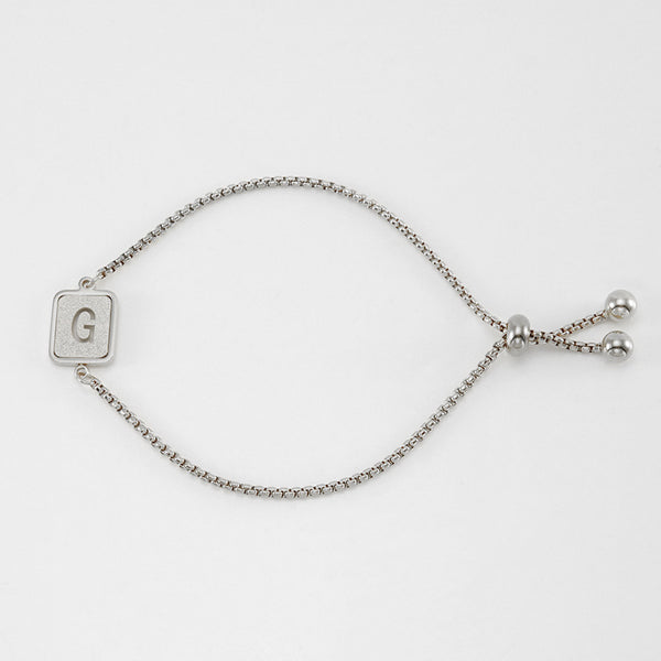 Initial Letter Square Charm Bracelet