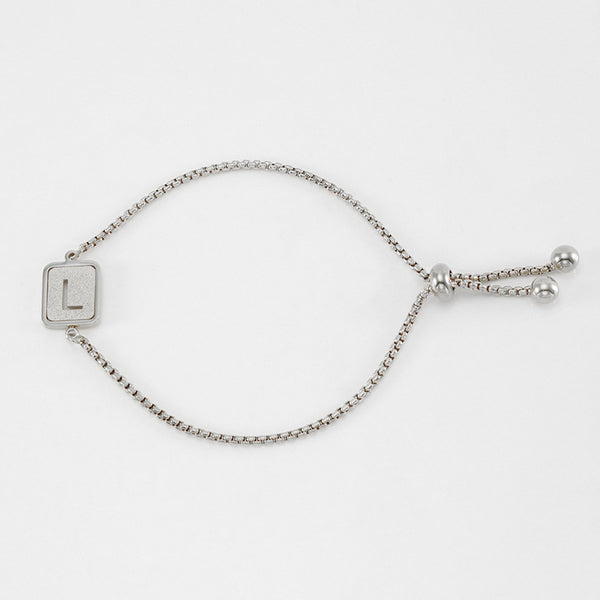 Initial Letter Square Charm Bracelet