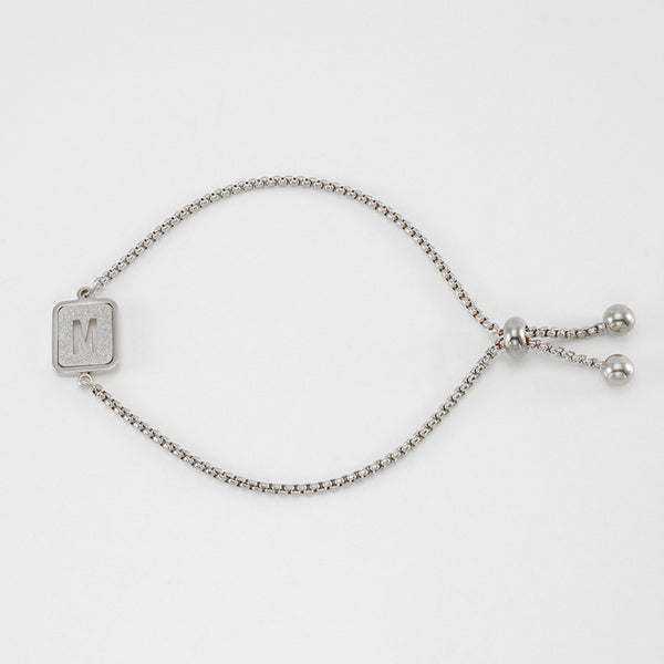 Initial Letter Square Charm Bracelet