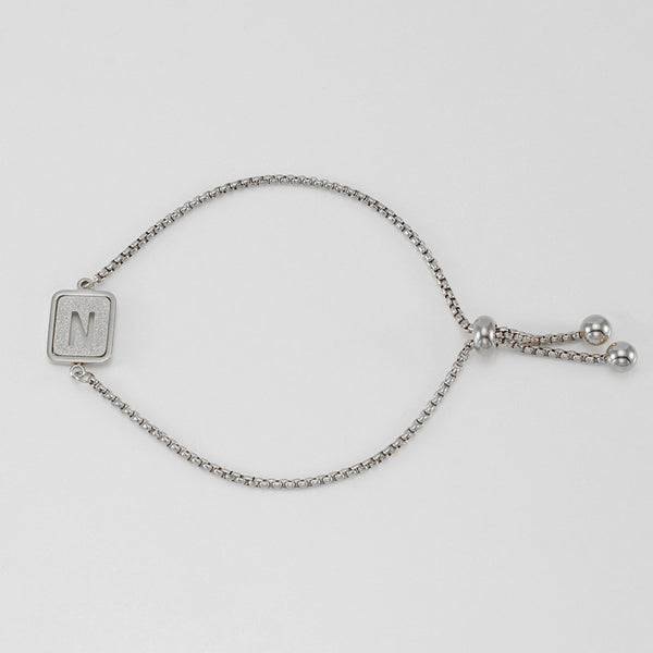 Initial Letter Square Charm Bracelet