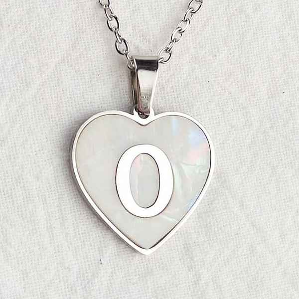 Initial Letter Heart Shell Necklace