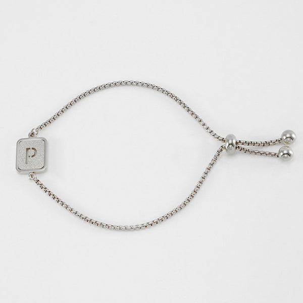 Initial Letter Square Charm Bracelet