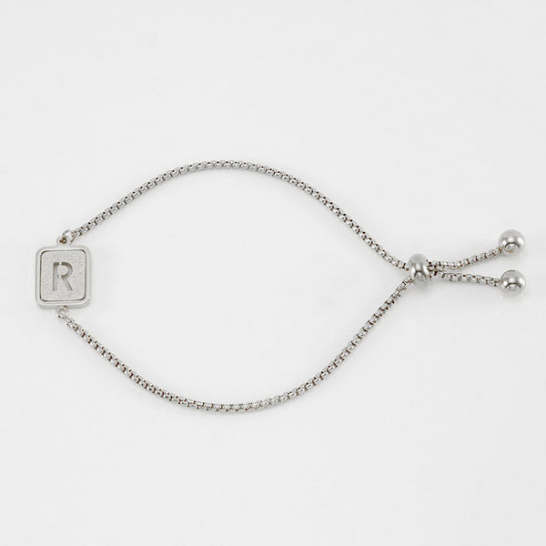 Initial Letter Square Charm Bracelet