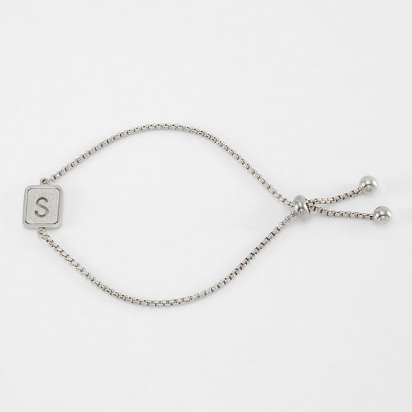 Initial Letter Square Charm Bracelet