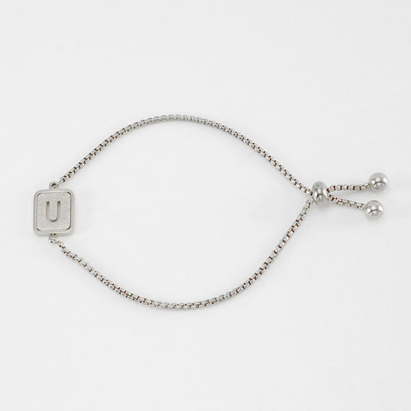 Initial Letter Square Charm Bracelet