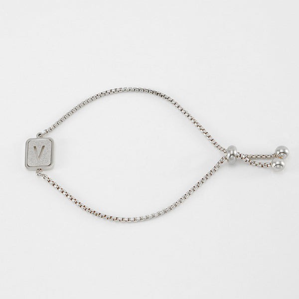 Initial Letter Square Charm Bracelet