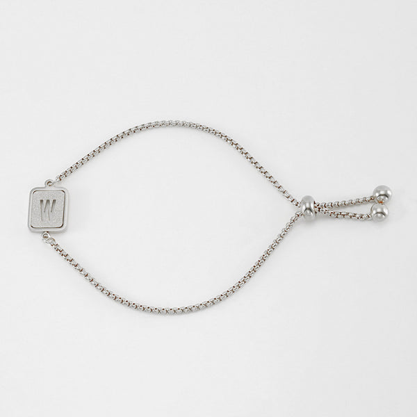 Initial Letter Square Charm Bracelet