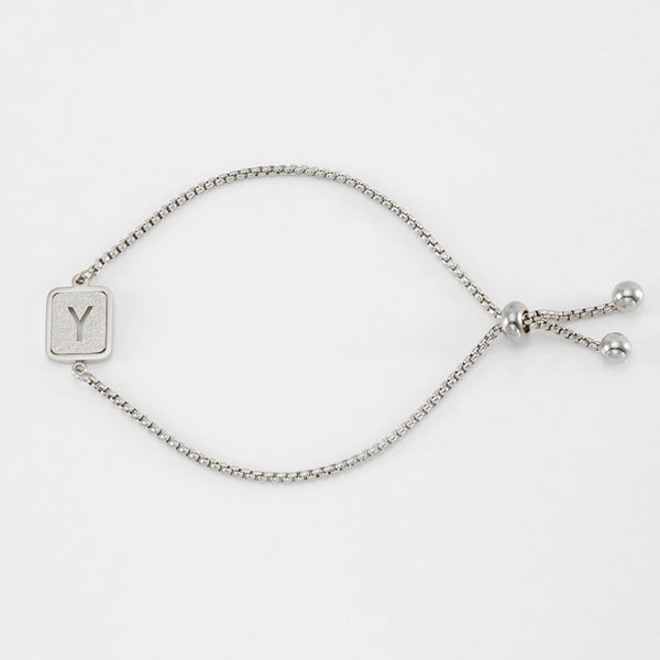 Initial Letter Square Charm Bracelet