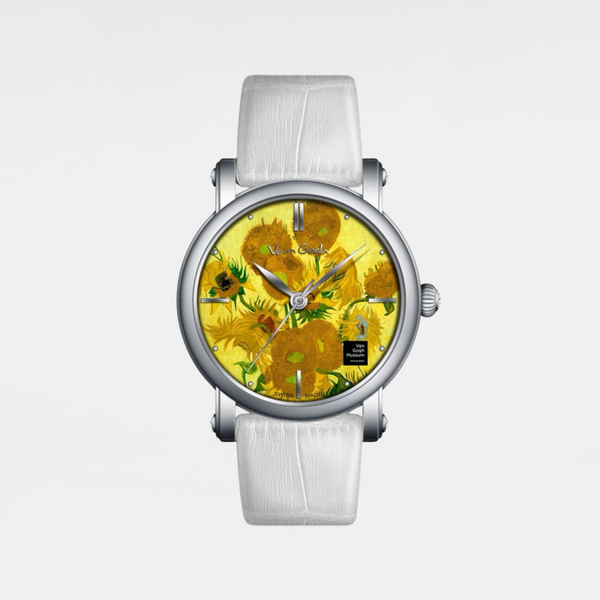 Sunflowers 36 mm Round Leather Watch