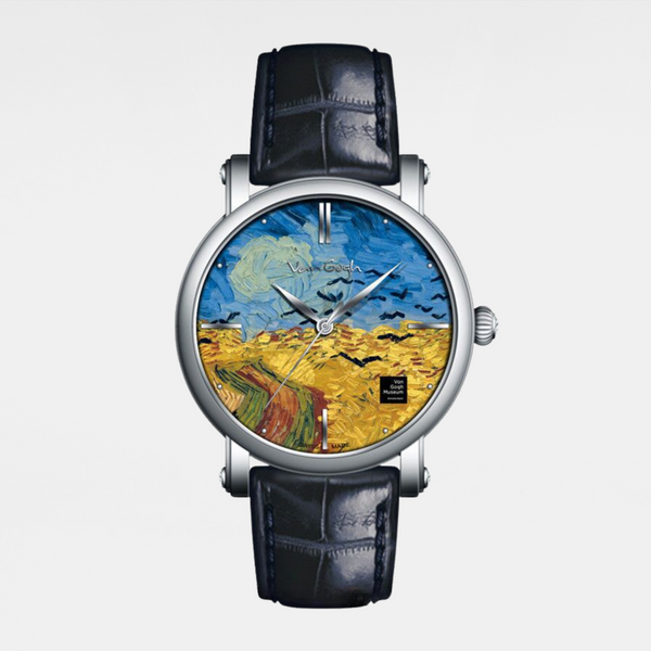 Wheat Field 44 mm Round Leather Watch