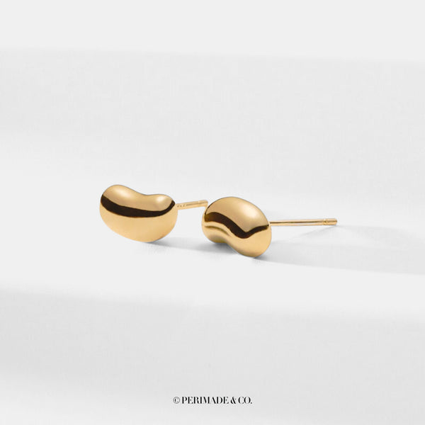 Dainty Gold Bean Stud Earrings