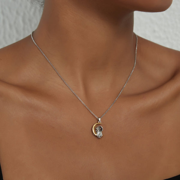 Astronaut Moon Star Projection Necklace