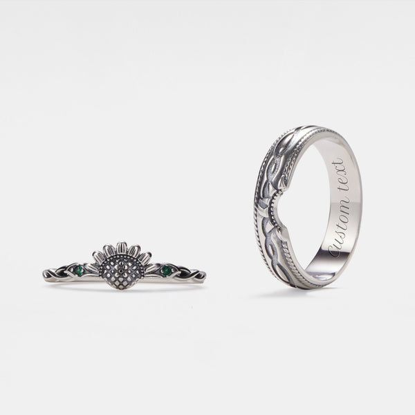 Sunflower Sun Couple Eternity Ring