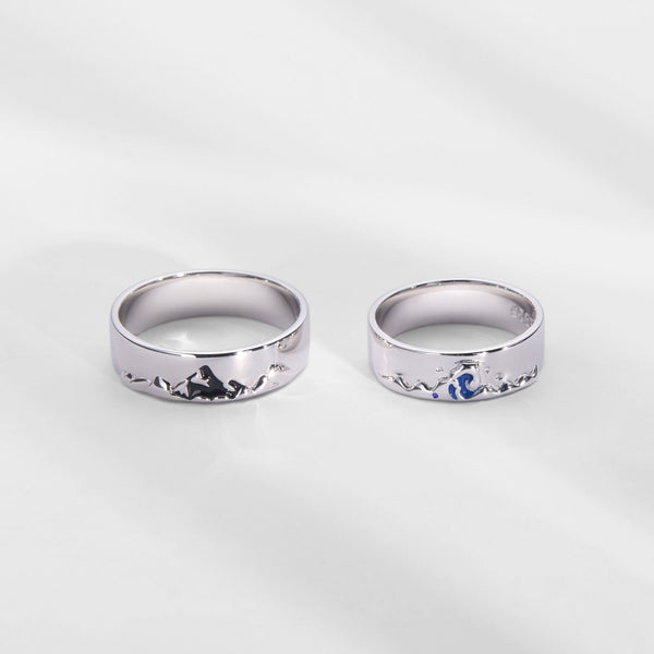 Mountain Ocean Matching Couple Ring