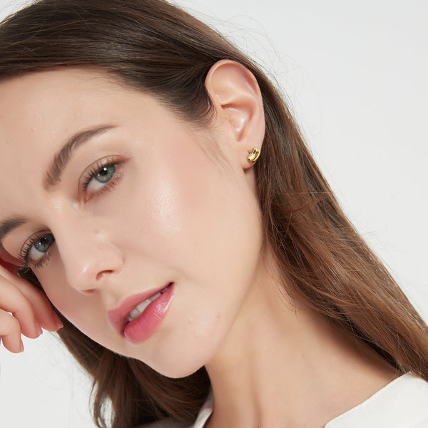 Dainty Gold Bean Stud Earrings