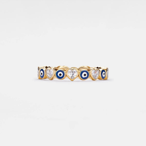 Evil Eye Heart Eternity Ring