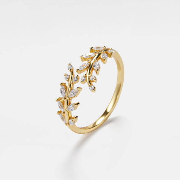 Olive Leaf Vine Branch Bypass Ring