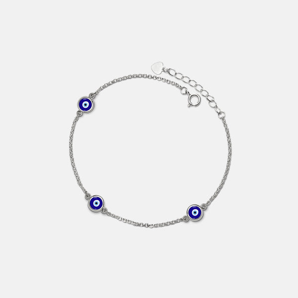 Triple Turkish Blue Evil Eye Charm Anklet