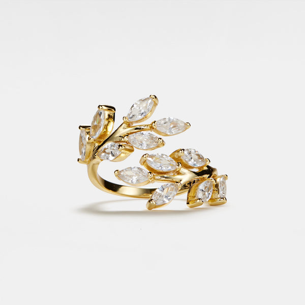 Olive Leaf Branch Bypass Stacking Ring