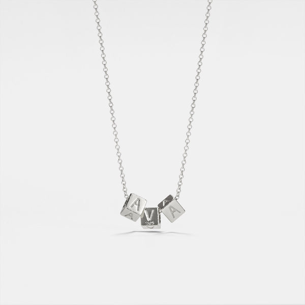 Square Letter Bead Name Necklace