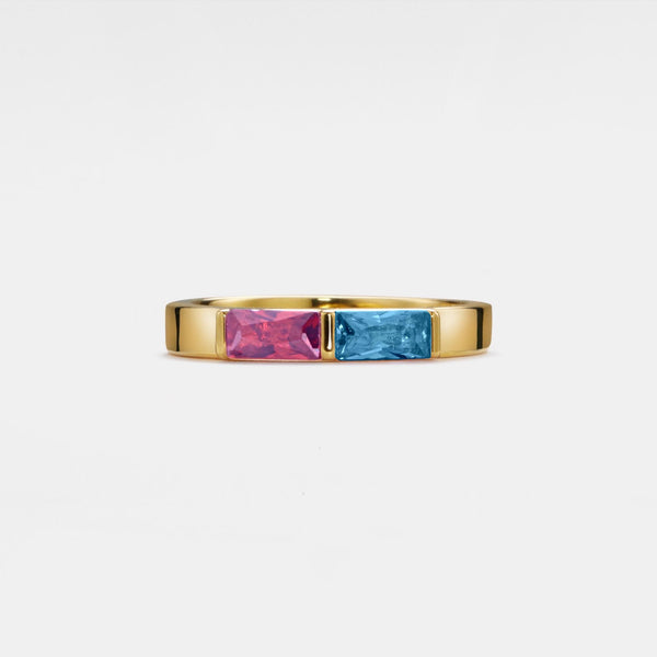 Double Birthstone Wedding Band Ring