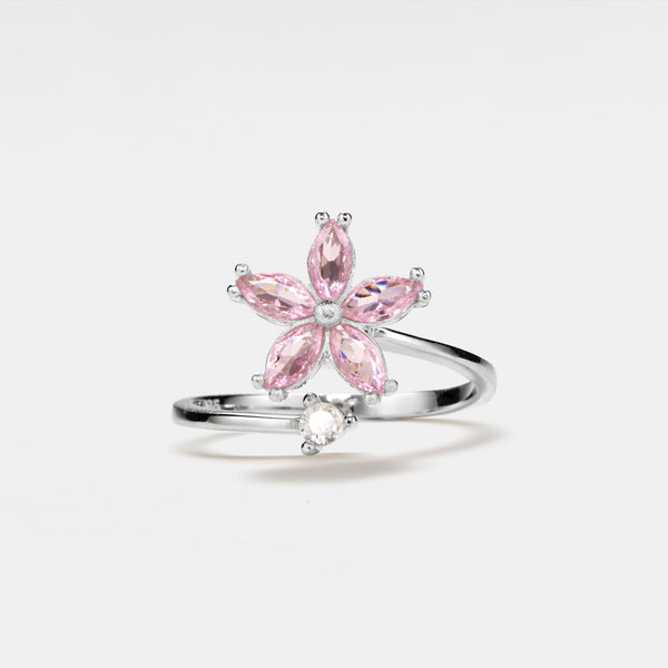 Pink Flower Fidget Spinner Ring