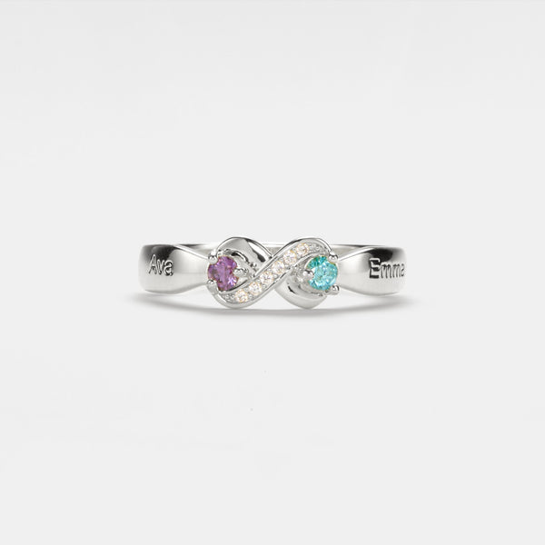 Double Birthstone Mobius Band Ring