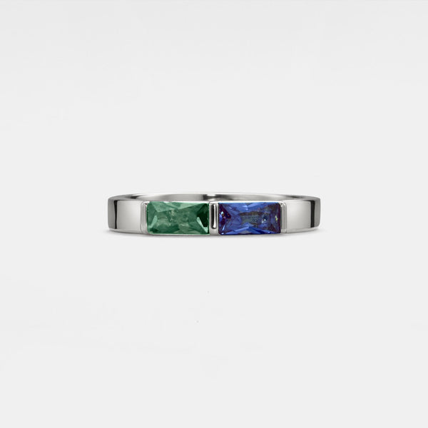 Double Birthstone Wedding Band Ring