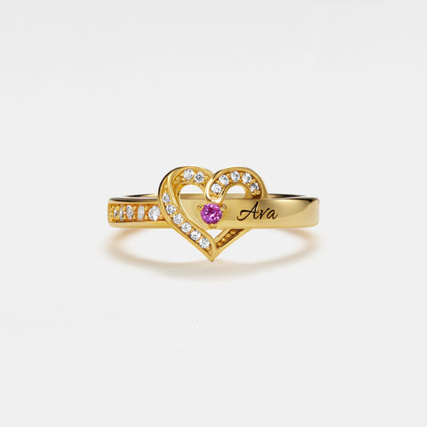 Custom Birthstone Heart Promise Ring