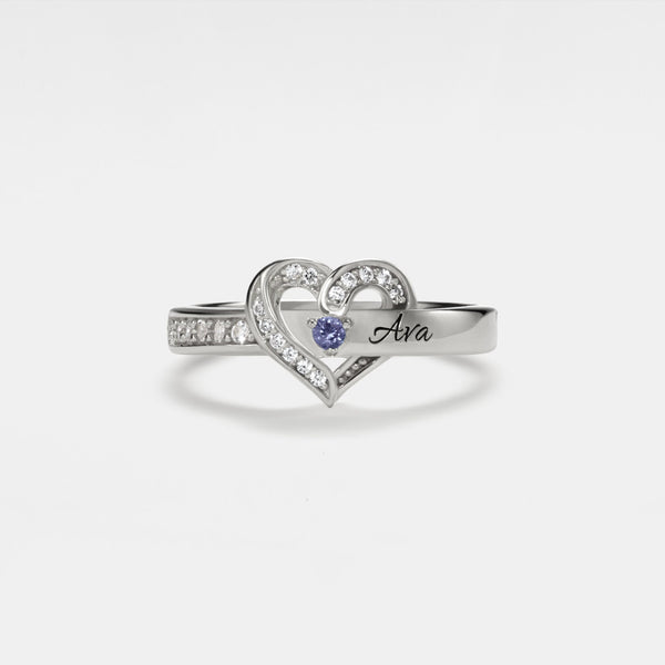 Custom Birthstone Heart Promise Ring