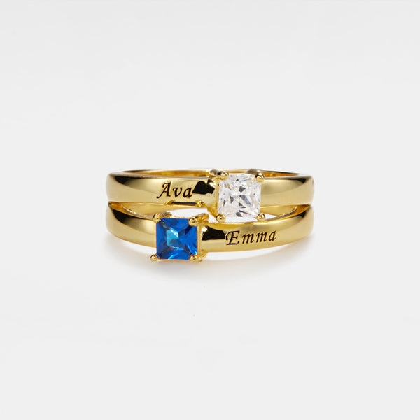 Double Birthstone Wedding Band Ring