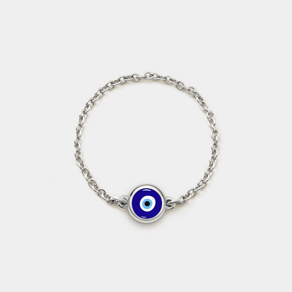 Turkish Blue Evil Eye Nazar Chain Ring