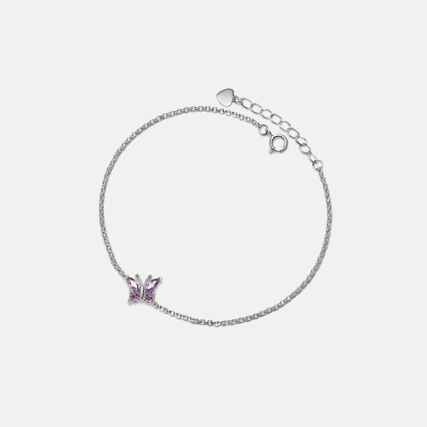 Purple Color Gem Butterfly Charm Anklet