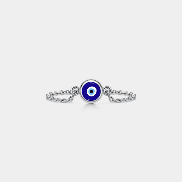 Turkish Blue Evil Eye Nazar Chain Ring