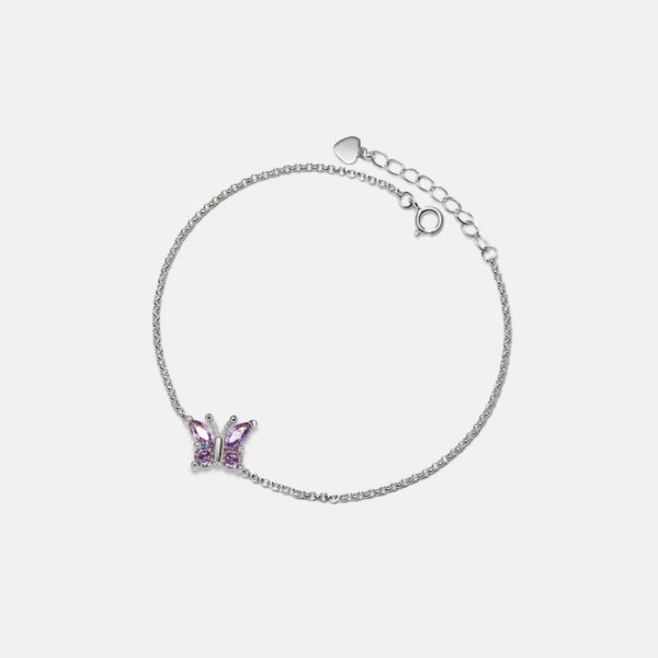 Amethyst Butterfly Charm Bracelet