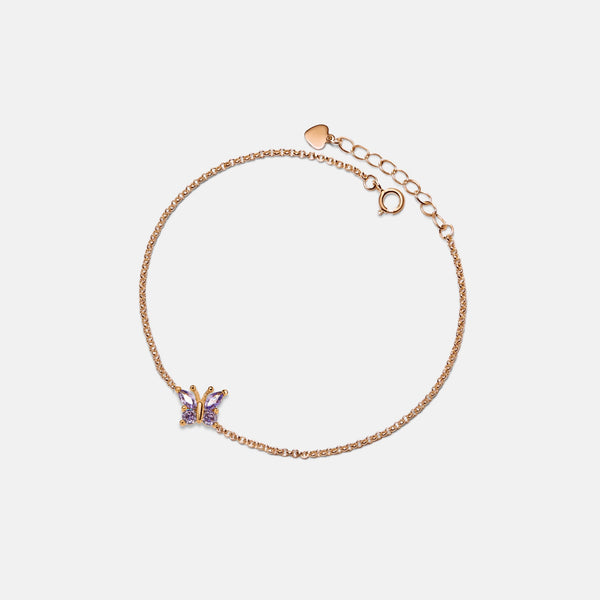 Purple Gemstone Butterfly Charm Anklet