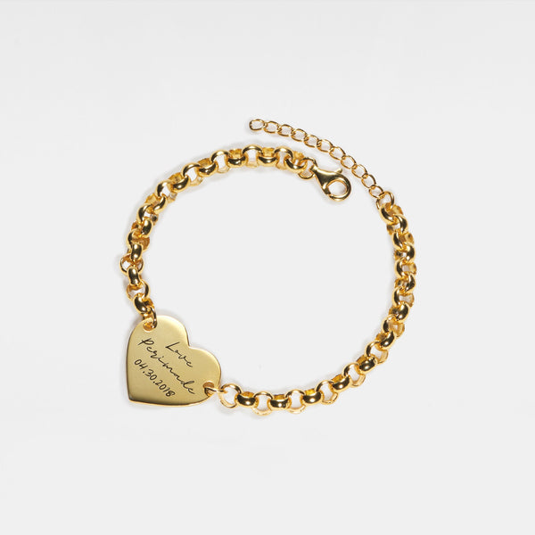 Heart Custom Engrave Charm Bracelet