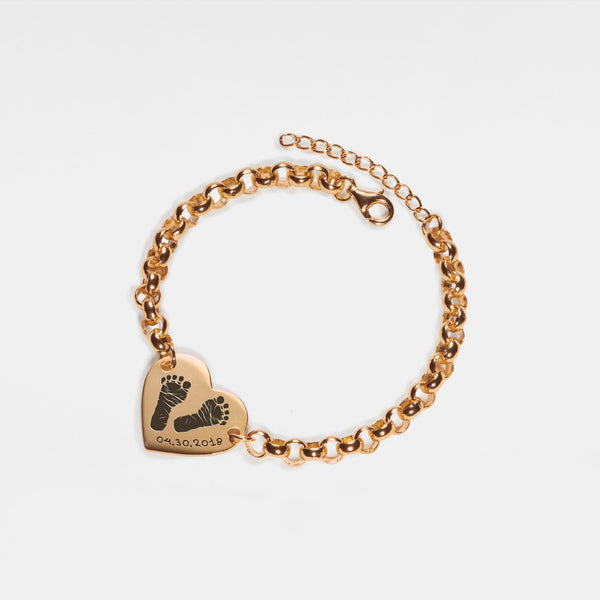 Heart Custom Engrave Charm Bracelet