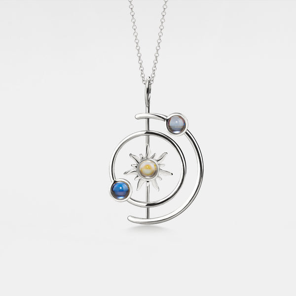 Sun Planet Triple Photo Projection Necklace