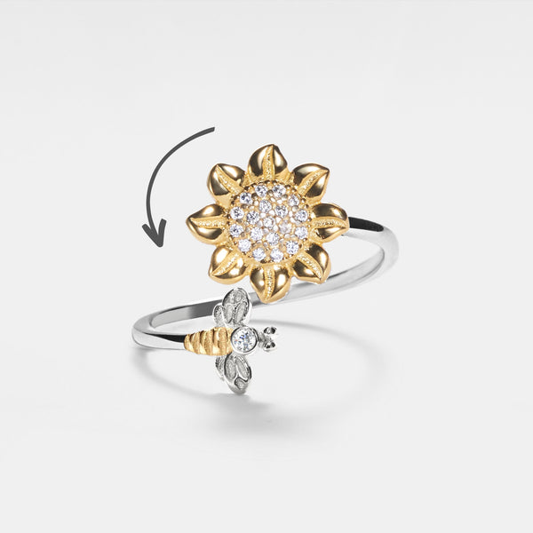 Sunflower Bee Anxiety Fidget Spinner Ring