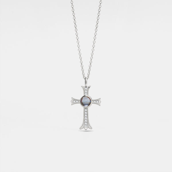 Iris Cross Photo Projection Necklace