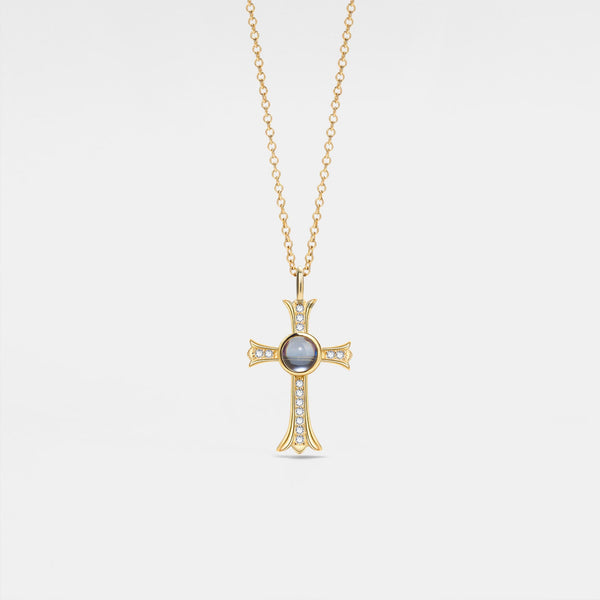 Iris Cross Photo Projection Necklace