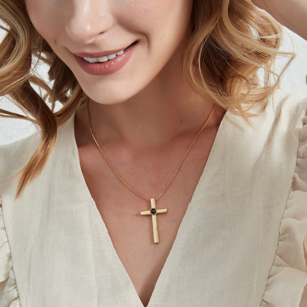 Custom Cross Photo Projection Necklace