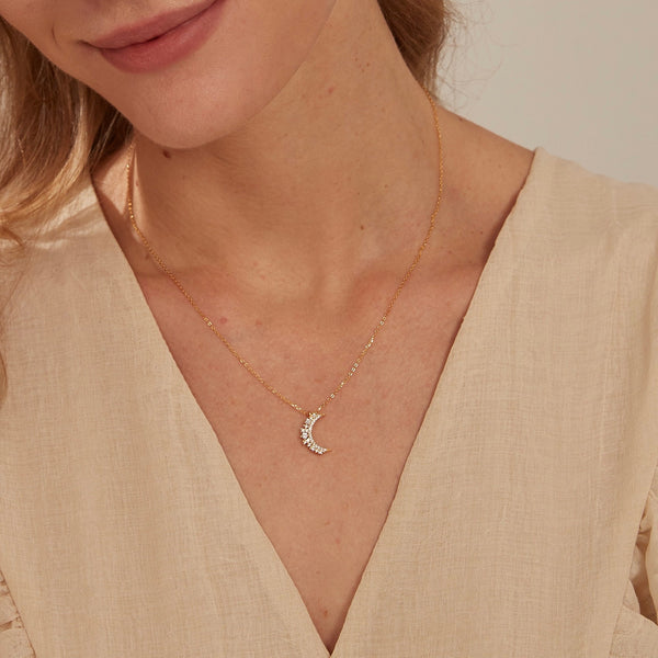 Crescent Moon Charm Wedding Necklace