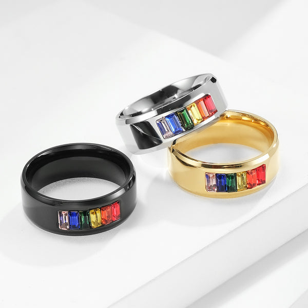 Rainbow LGBTQ Pride Colored Gem Ring