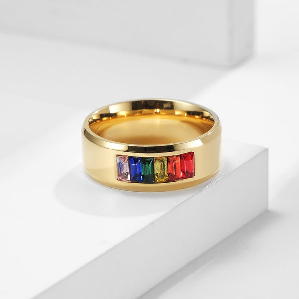 Rainbow LGBTQ Pride Colored Gem Ring