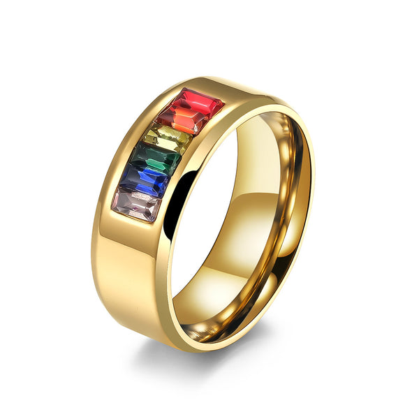 Rainbow LGBTQ Pride Colored Gem Ring