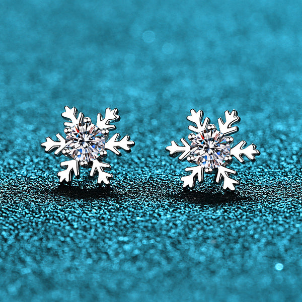 Moissanite Snowflake Wedding Stud Earrings